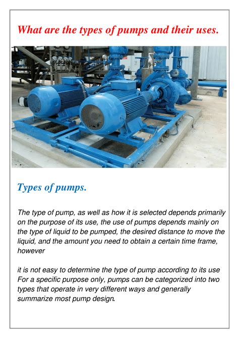 Pdf What Are The Types Of Pumps And Their Uses