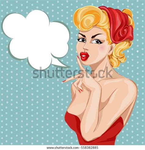 Pinup Sexy Woman Portrait Speech Bubble Stock Vector Royalty Free 558382885 Shutterstock