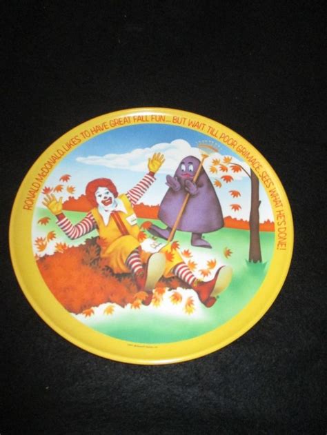 10 Vintage Ronald Mcdonalds 1977 Melamine Round Plate Fall Grimace