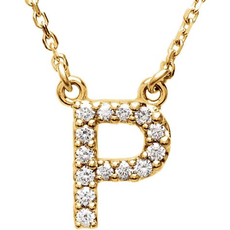 14k Gold 18 Ctw Diamond Alphabet Initial Letter P Necklace Bengjo