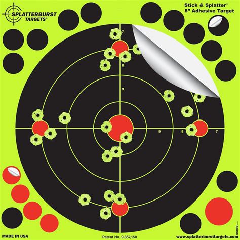 Splatterburst Targets 8 Inch Stick And Splatter Reactive Self Adhesive Shooting Targets Gun