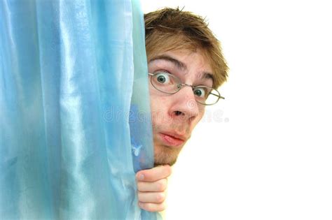 Peeking Behind Curtain Stock Photo Image Of Observe