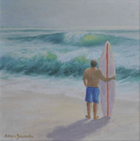 Original Beach Painting Surfing Painting Ocean Waves Etsy