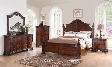 The end pieces taper from bottom to top. Elsa Mahogany Poster Bedroom Set from New Classics (B1404 ...