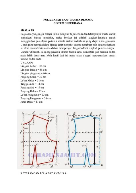 Doc Pola Dasar Baju Wanita Dewasa Sistem Sederhana Kocag 599