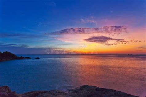 Panoramic View On Sunset Sea Stock Photo Image Of Night Abstract