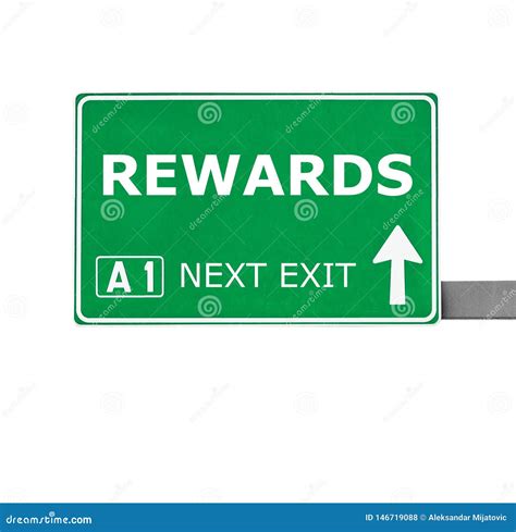 Rewards Road Sign Isolated On White Stock Photo Image Of Billboard