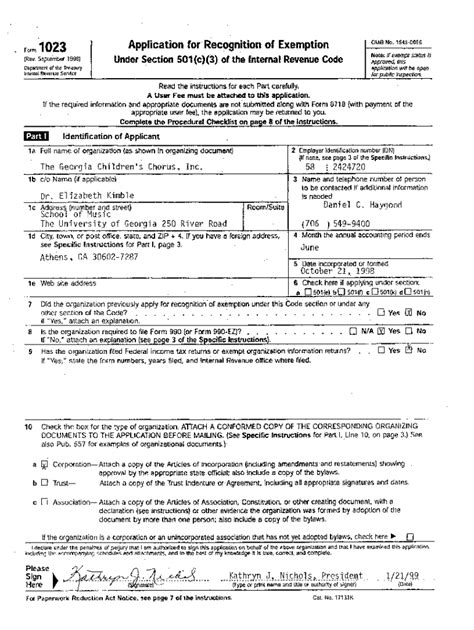 Fillable Online Irs Tax Exempt Letter And Form 1023 Center For