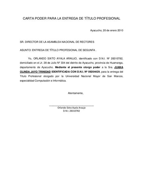 Ejemplo De Carta De Autorizacion Para Reclamar Documentos