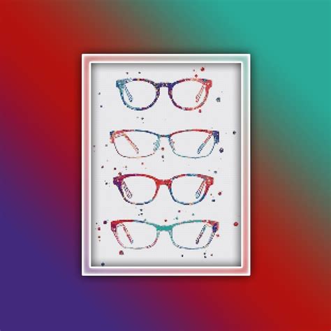glasses cross stitch pattern 3 instant pdf download etsy