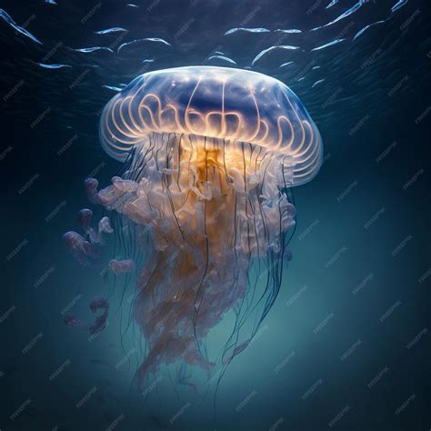 Premium Ai Image Colorful Jellyfish Underwater Jellyfish Moving In