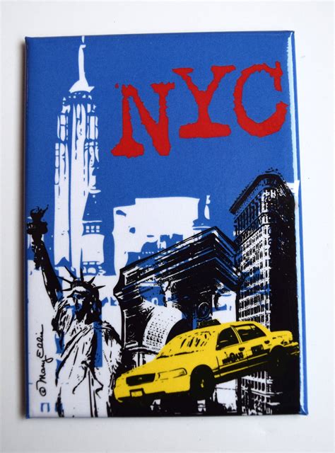 Sturdy Laminated Souvenir Magnet Times Square New York City 35 X 25