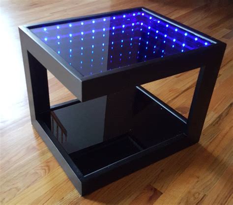 Black Coffee Table With Cool Illusion Lights Featuring Infinity Mirror