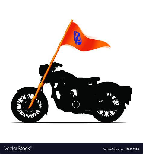 Sikh Flag Nishan Sahib On Motorcycle Royalty Free Vector