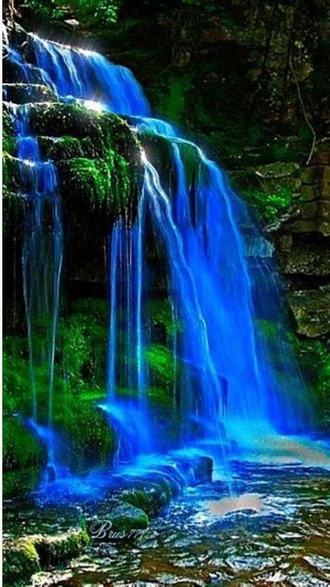 Blue Waterfall 자연 2019 폭포 자연 및 석양