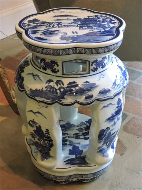 Use it for additional seating or as an end table, and give it a home indoors or out. Blue and White Asian Garden Stool - Form & Function