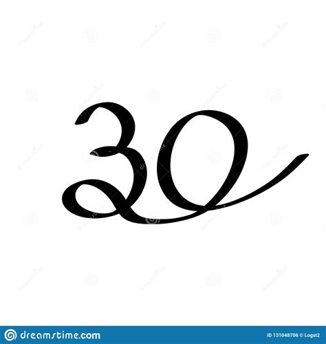 Design Of Number 30 In Calligraphic Style Black Color Suitable As A