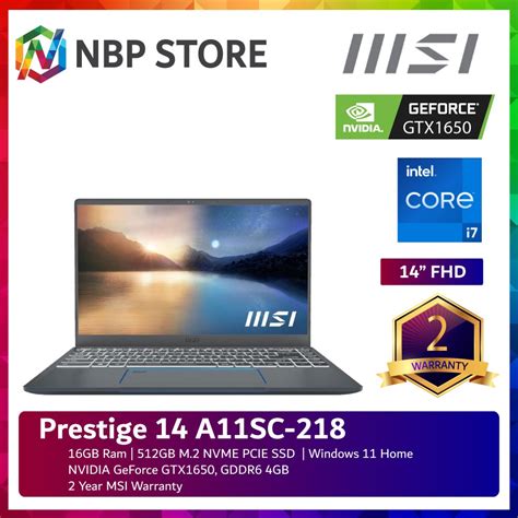 Msi Prestige 14 A11sc 218 14 Fhd Laptop Carbon Gray Shopee Malaysia