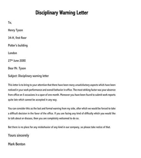 25 Free Employee Warning Letter Samples And Templates