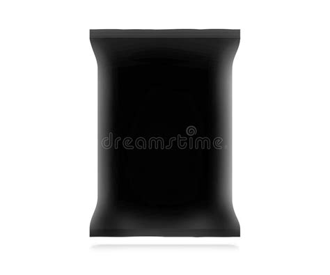 blank black snack bag mock  isolated stock image image  packaging medical