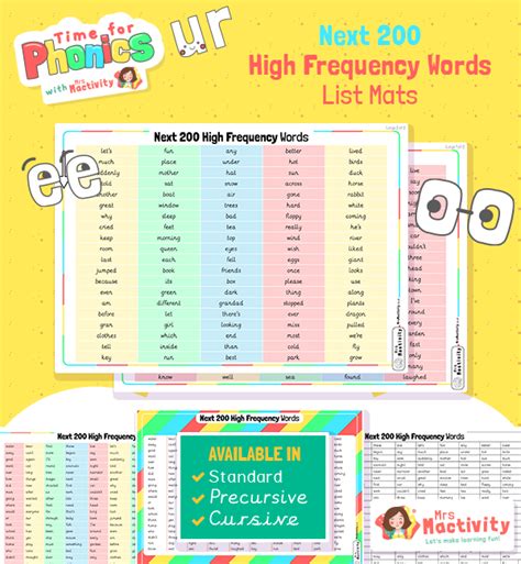 Next 200 High Frequency Word Mats Primary Teaching Resources