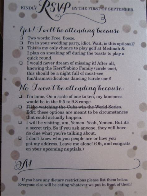 Funny Rsvp Card Shows Off Couples Sense Of Humor Photo