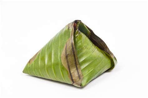 Original Traditional Nasi Lemak Wrapped In Banana Leaf Stock Photo