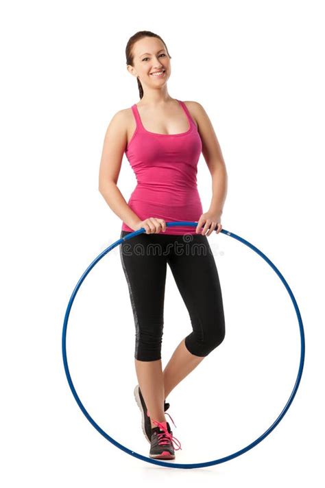 Young Woman Standing With Hula Hoop Down Stock Image Image Of Perfect