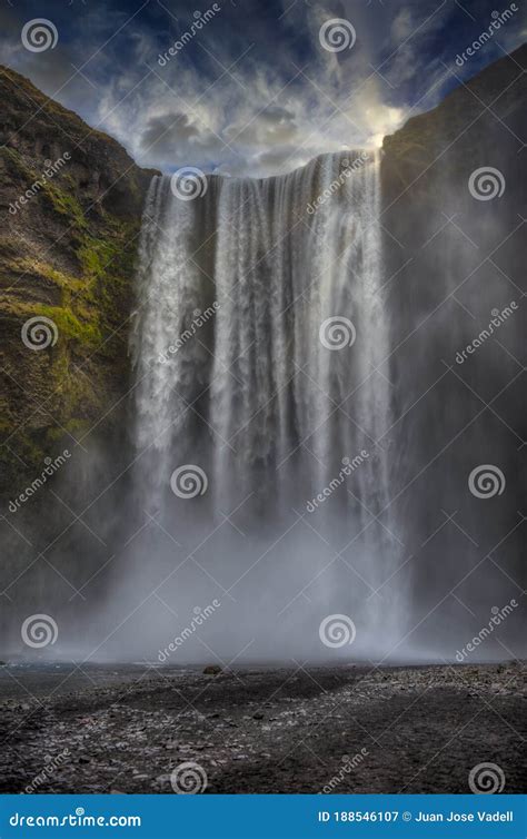 Skogafoss Waterfall In Southern Iceland Near The Town Of Skogar