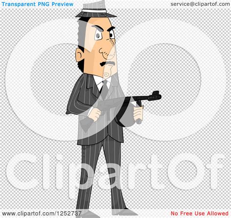 clipart of a mafia mobster man holding a machine gun royalty free vector illustration by bnp