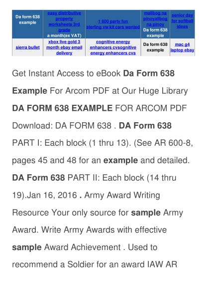 19 Da Form 638 Example Free To Edit Download And Print Cocodoc