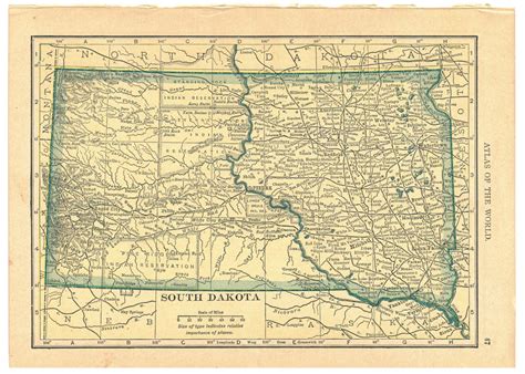 1908 Vintage Atlas Map Page Montana On One Side And South Dakota On