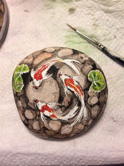 Outdoor Swirling Koi And Pebbles Rock Etsy