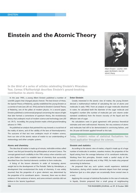 Pdf Einstein And The Atomic Theory