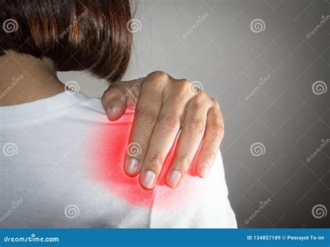 Girl Got Shoulder Pain Injury Stock Image Image Of Person Fingers