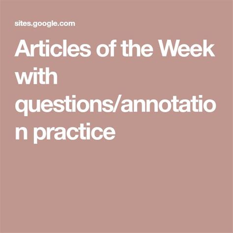 Articles Of The Week With Questionsannotation Practice Article Of