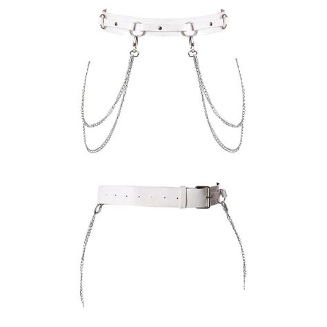 Leather Waist Belts Harness Garter White Cage Body Sexy Etsy