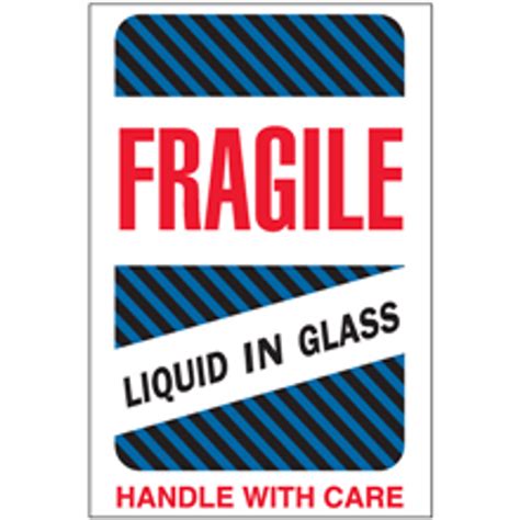 4 X 6 Fragile Liquid In Glass Labels Roll 500