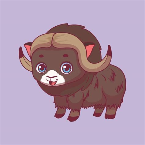 Illustration Of A Cartoon Musk Ox On Colorful Background 9095735 Vector