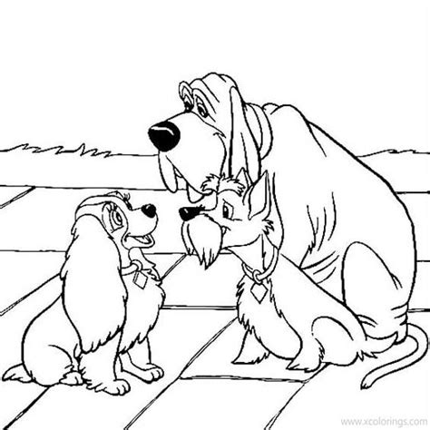 Lady and the Tramp Coloring Pages Trusty Jock and Lady - XColorings.com