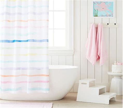 Rainbow Stripe Shower Curtain Kid Bathroom Decor Kids Bathroom