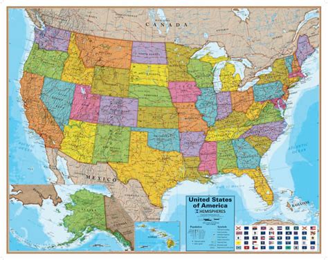 Hemispheres Blue Ocean Series United States Laminated Wall Map By Round