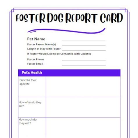 Dog Report Card Etsy