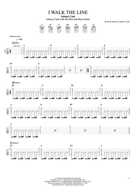 I Walk The Line By Johnny Cash Full Score Guitar Pro Tab