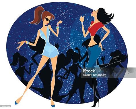 Two Girls Dancing Stock Illustration Download Image Now Adult Arts Culture And