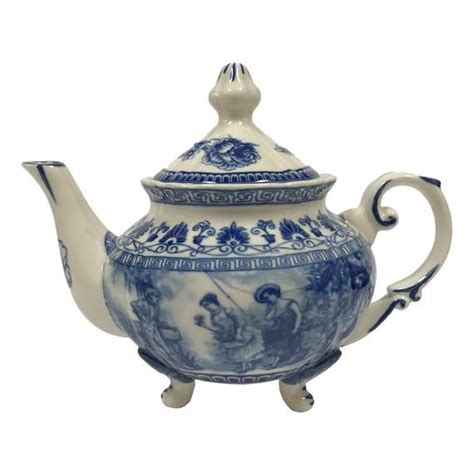 16 Liberty Blue Transferware Porcelain Tea Set With Tray Antique