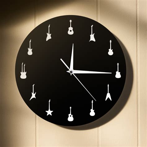 Guitar Wall Clock Different Types Of Guitars Decor Music Band Room