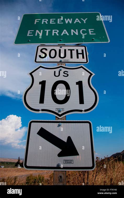 Freeway Entrance Sign To Us Route 101 South Pacific Coast Highway