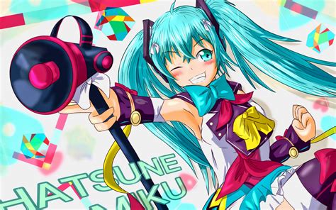 Download Wallpapers Hatsune Miku On Stage Concert Vocaloid Characters
