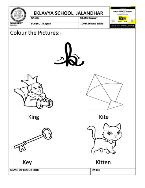 Free Letter K Phonics Worksheet For Preschool Beginning Sounds Free